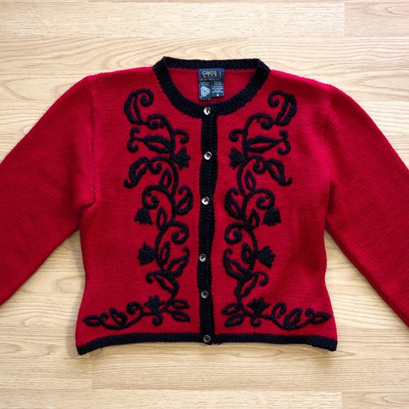💥Vintage Charter Club Women's Wool Embroidered Sweater Cardigan 💥 - Picture 1 of 7